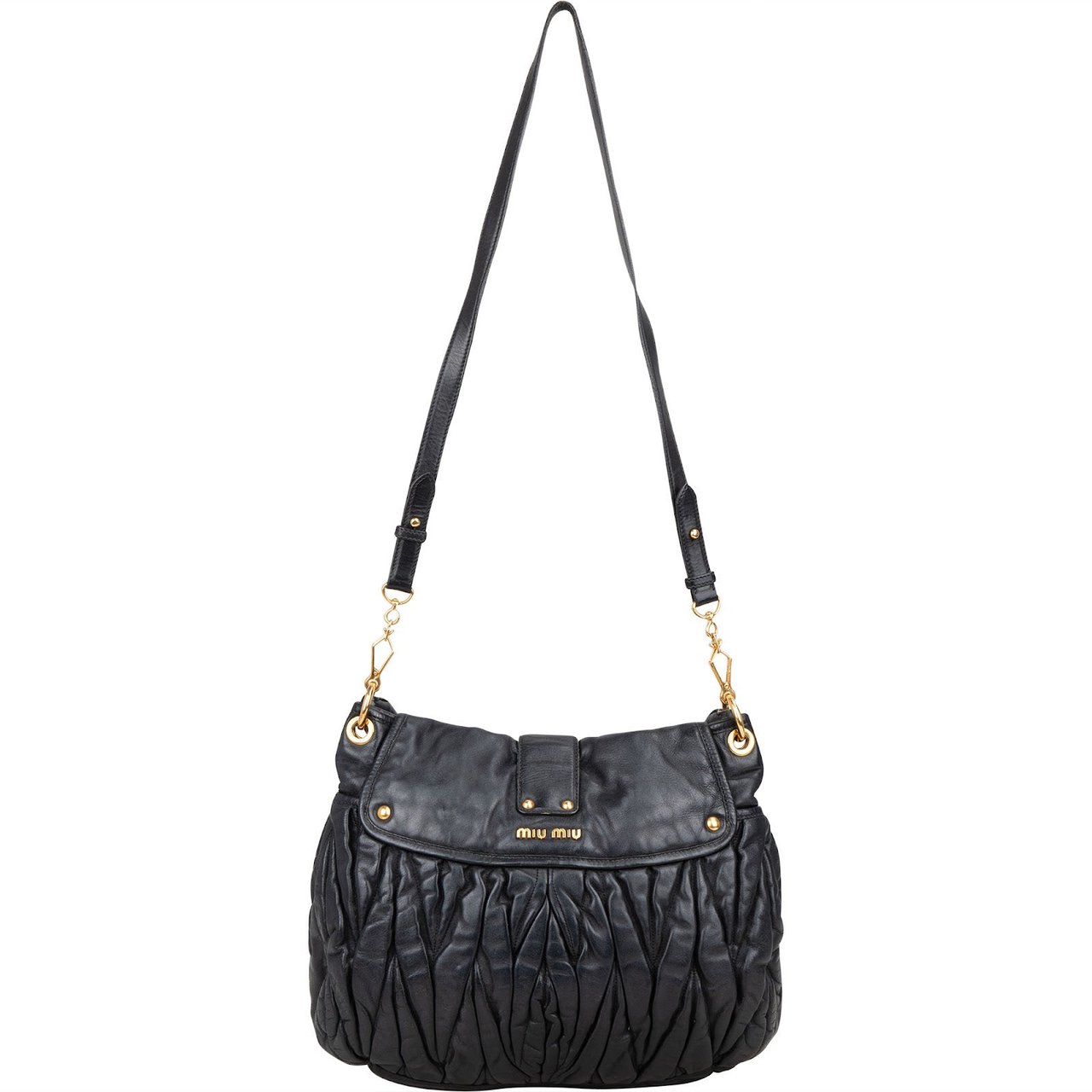 Miu Miu Miu Miu Matelassé Nappa Leather City Handbag Zwart