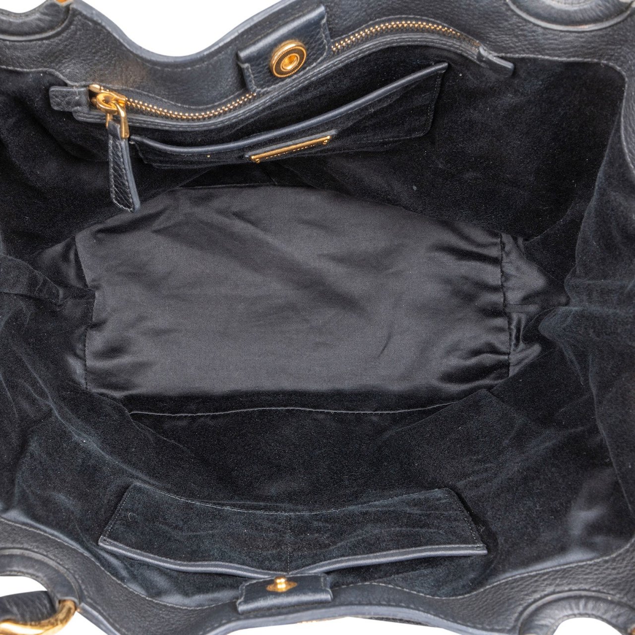 Miu Miu Miu Miu Vitello Daino Leather Tote Handbag Zwart