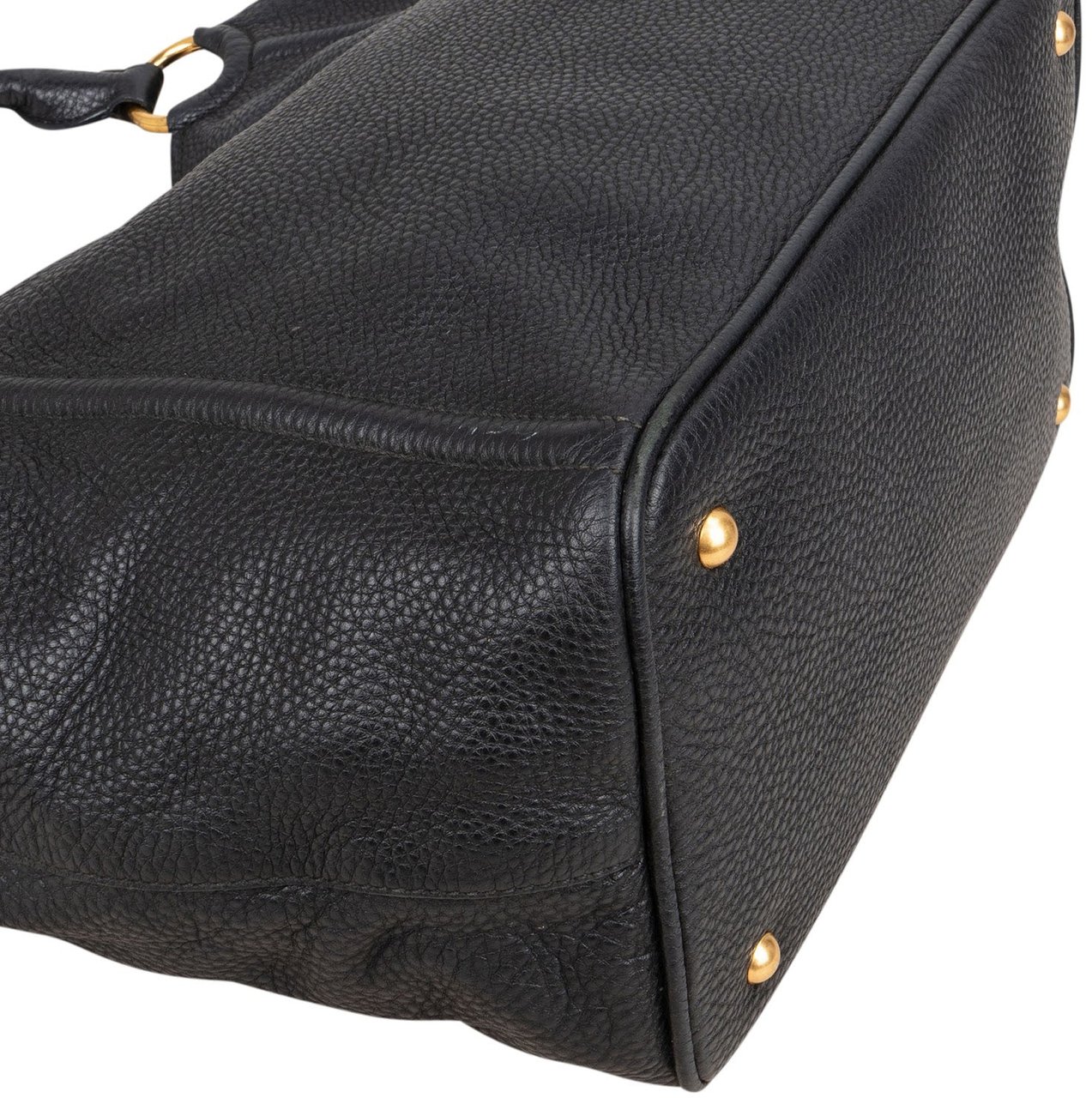 Miu Miu Miu Miu Vitello Daino Leather Tote Handbag Zwart