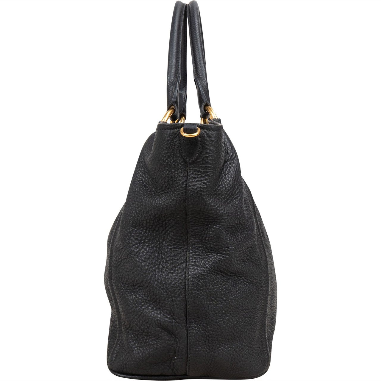 Miu Miu Miu Miu Vitello Daino Leather Tote Handbag Zwart