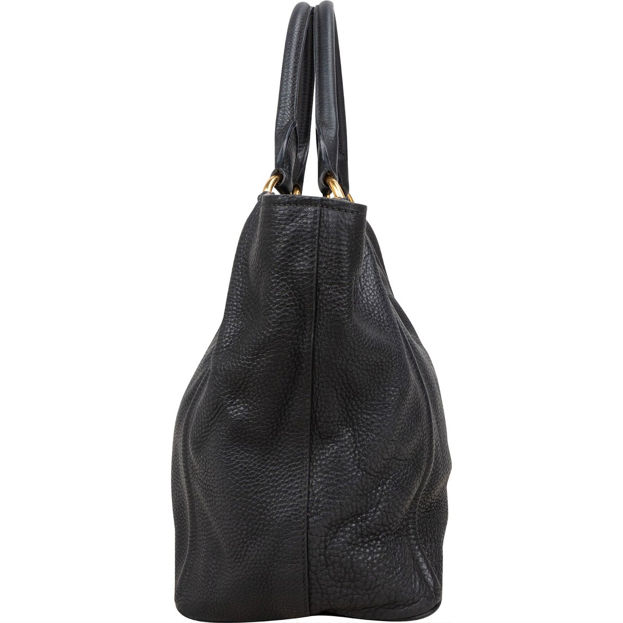 Miu Miu Miu Miu Vitello Daino Leather Tote Handbag Zwart