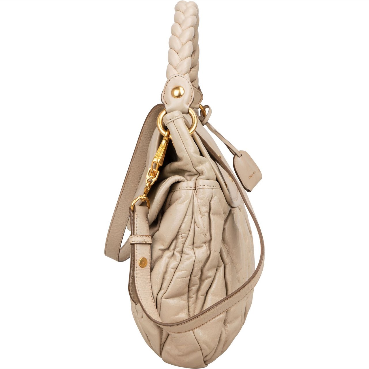 Miu Miu Miu Miu Matelassé Vitello Lux Leather City Handbag Beige