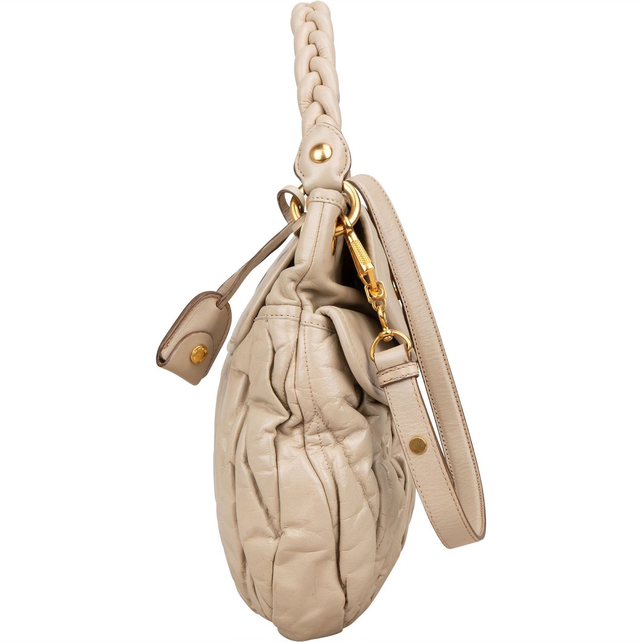 Miu Miu Miu Miu Matelassé Vitello Lux Leather City Handbag Beige