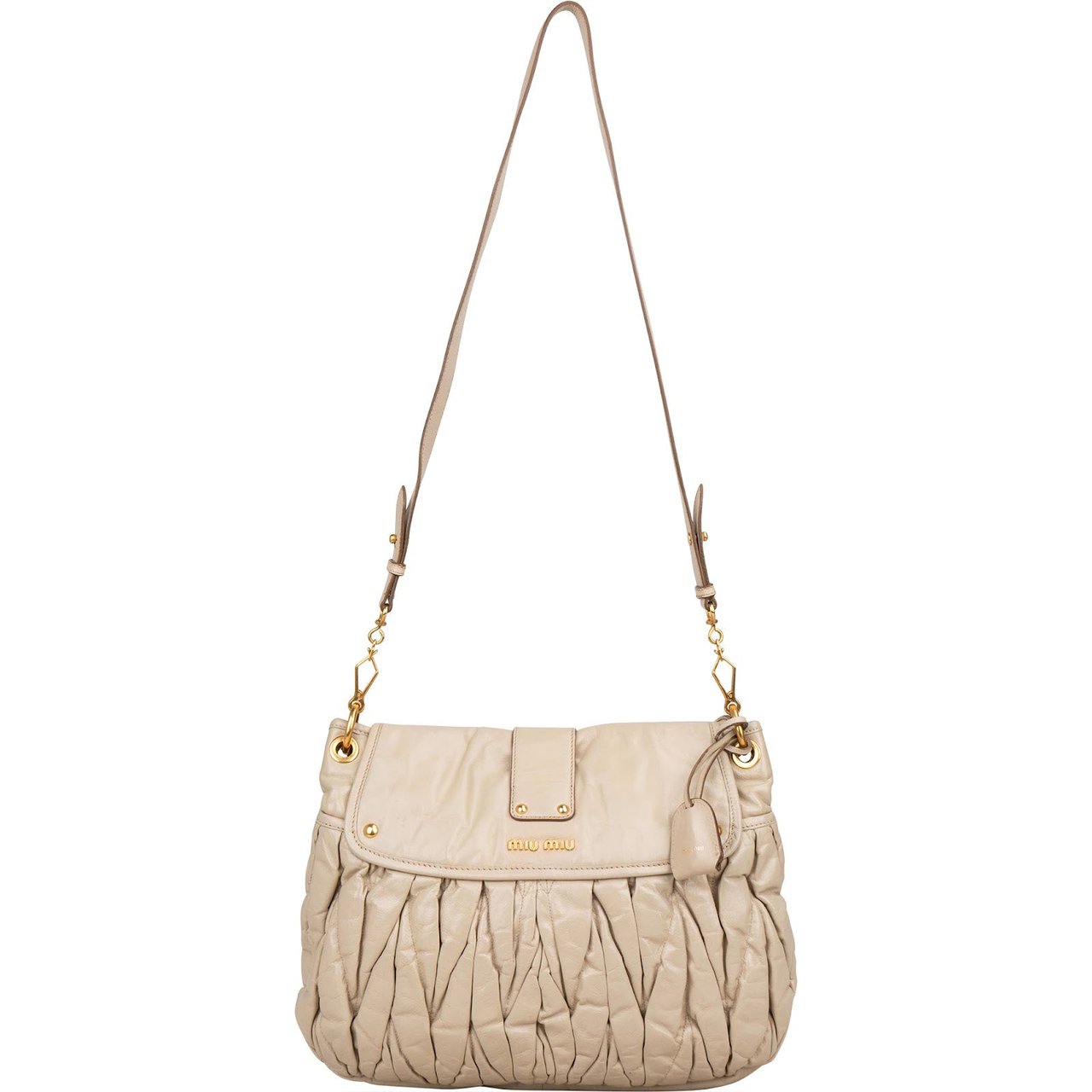 Miu Miu Miu Miu Matelassé Vitello Lux Leather City Handbag Beige