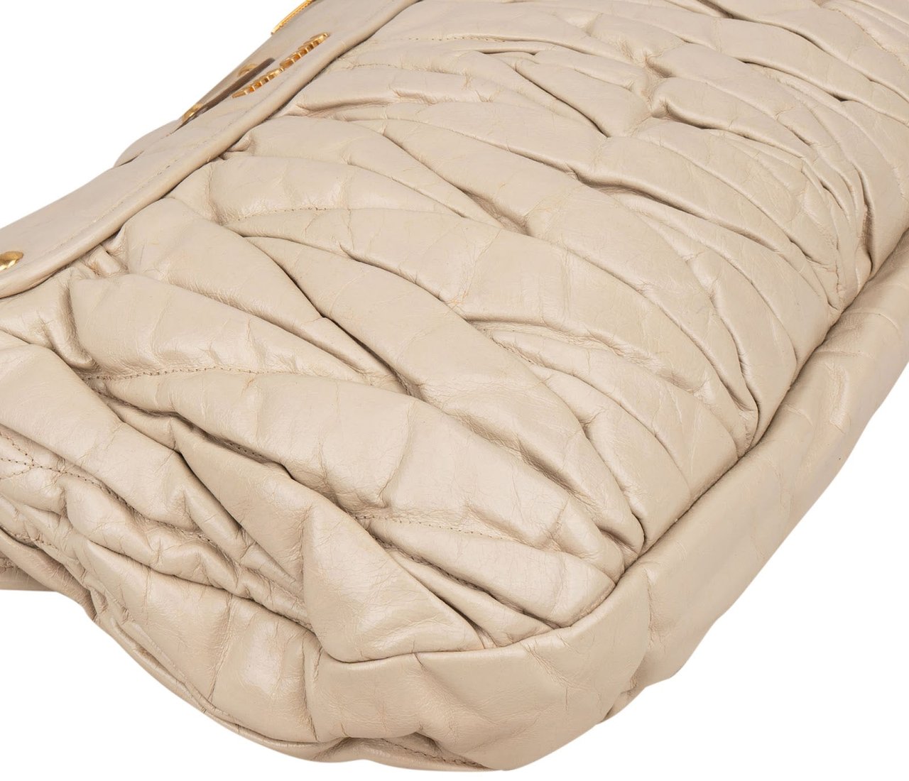 Miu Miu Miu Miu Matelassé Vitello Lux Leather City Handbag Beige