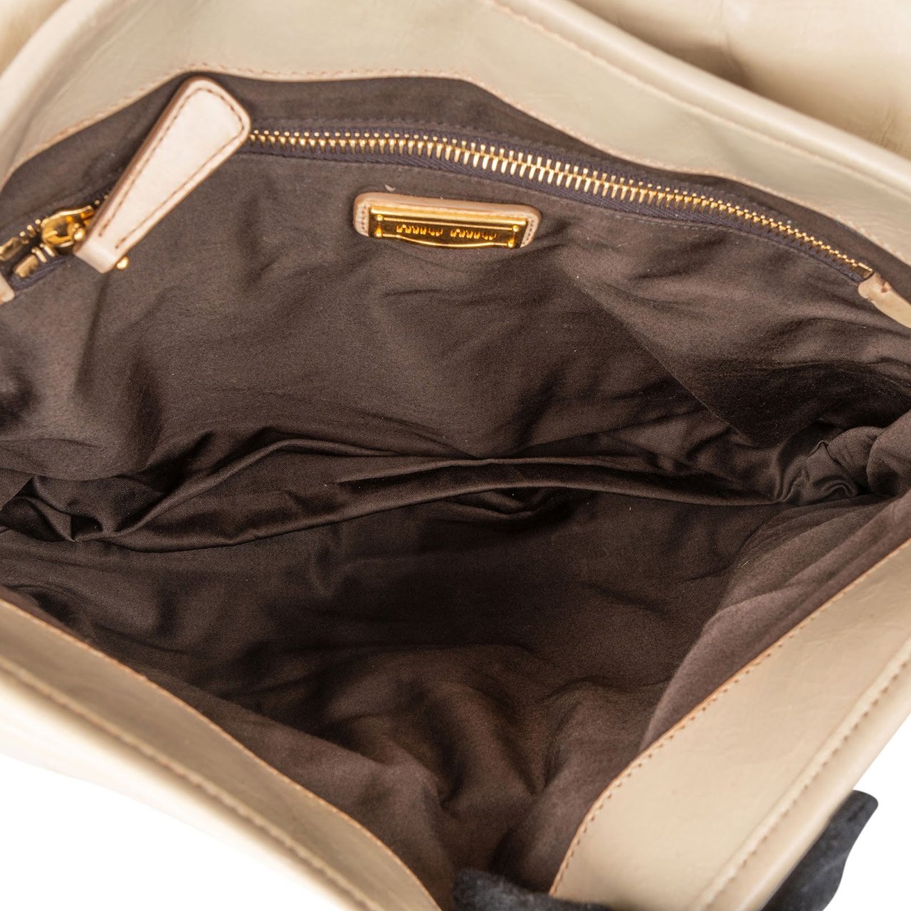 Miu Miu Miu Miu Matelassé Vitello Lux Leather City Handbag Beige