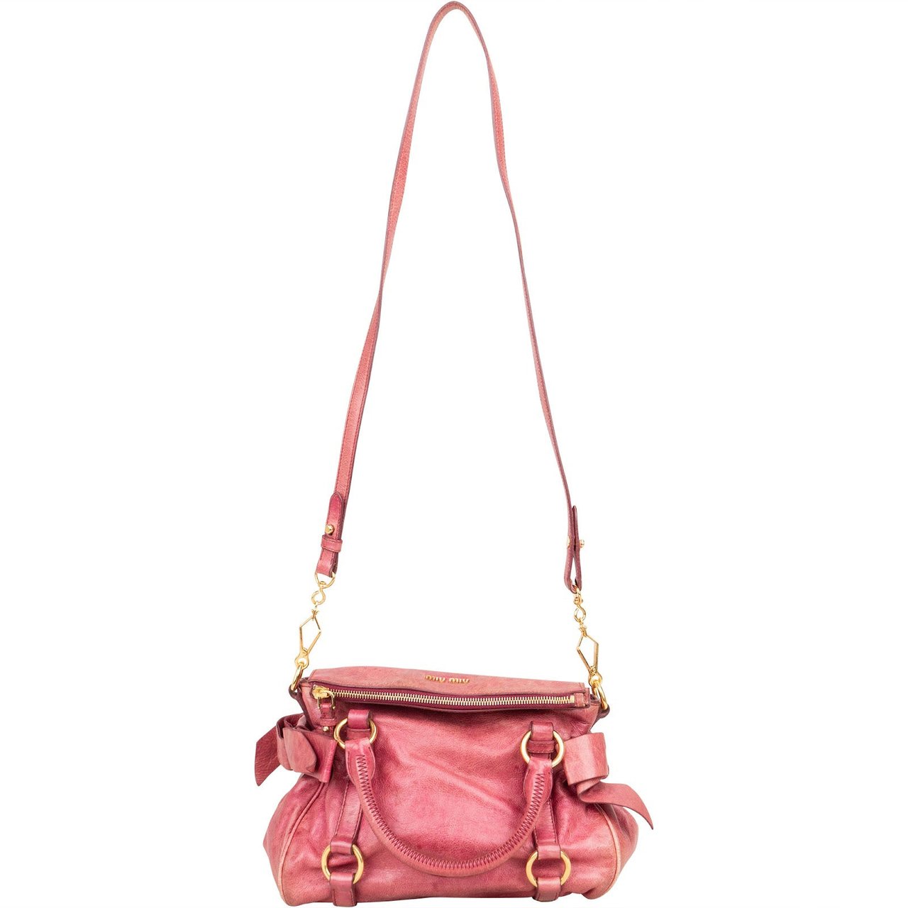 Miu Miu Miu Miu Vitello Lux City Bag Handbag Rood