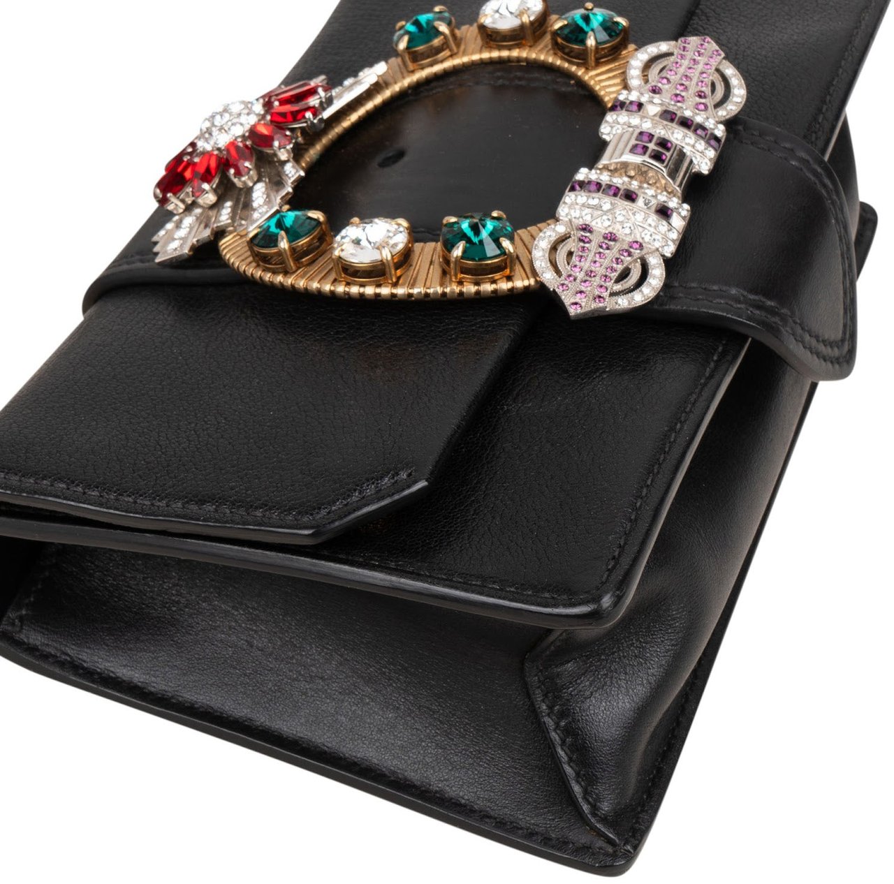Miu Miu Miu Miu Madras Crystal Leather Crossbody Bag Zwart