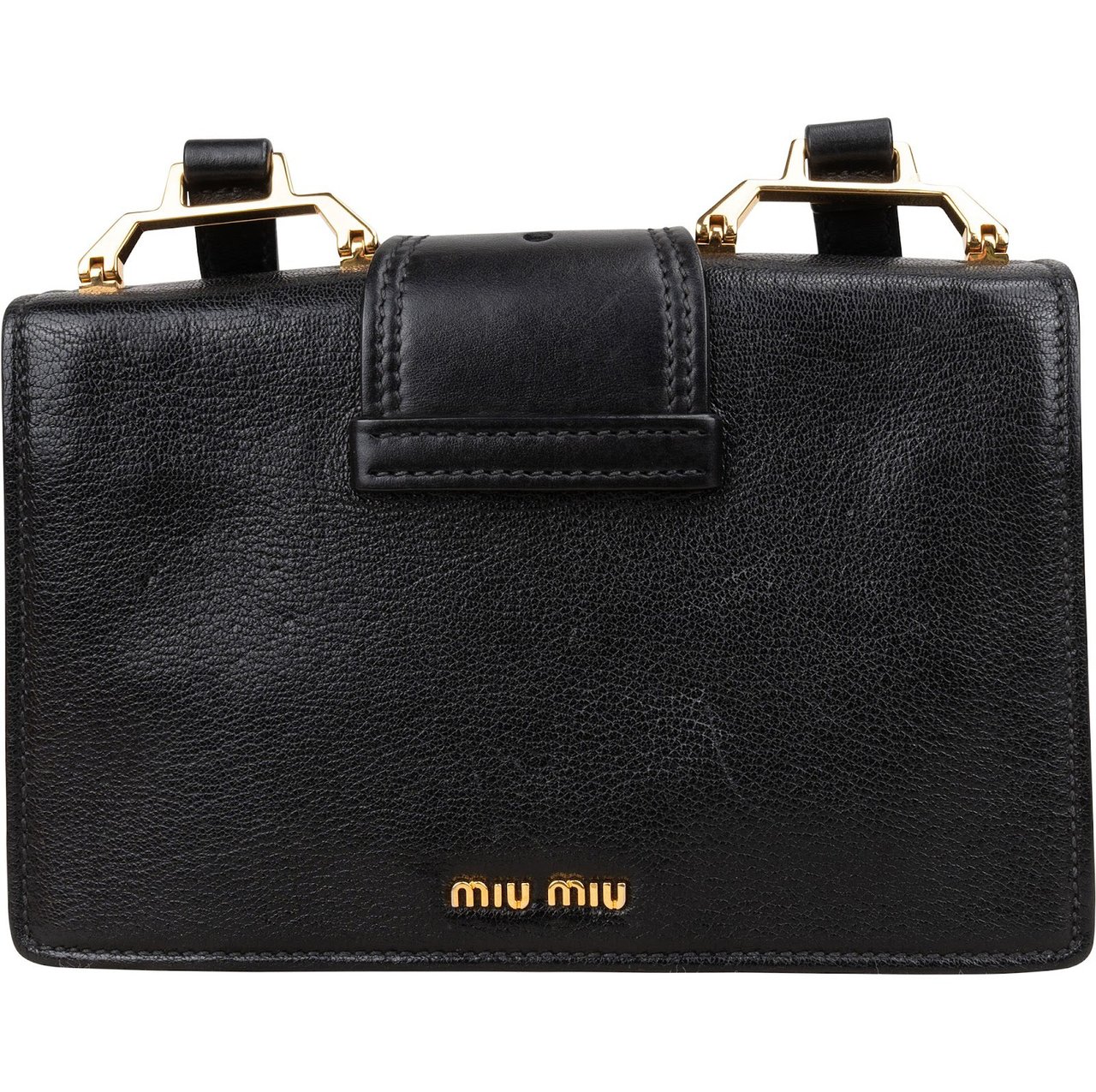Miu Miu Miu Miu Madras Crystal Leather Crossbody Bag Zwart