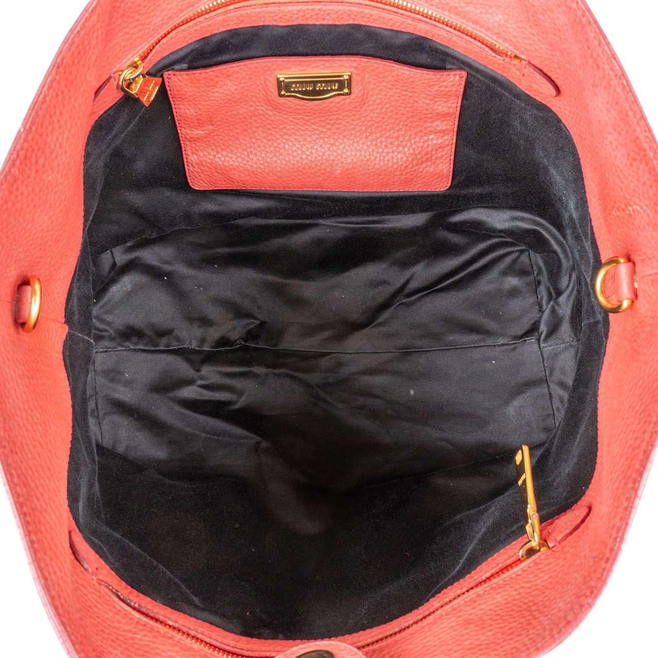 Miu Miu Miu Miu Vitello Daino Leather Tote Shoulder Bag Rood