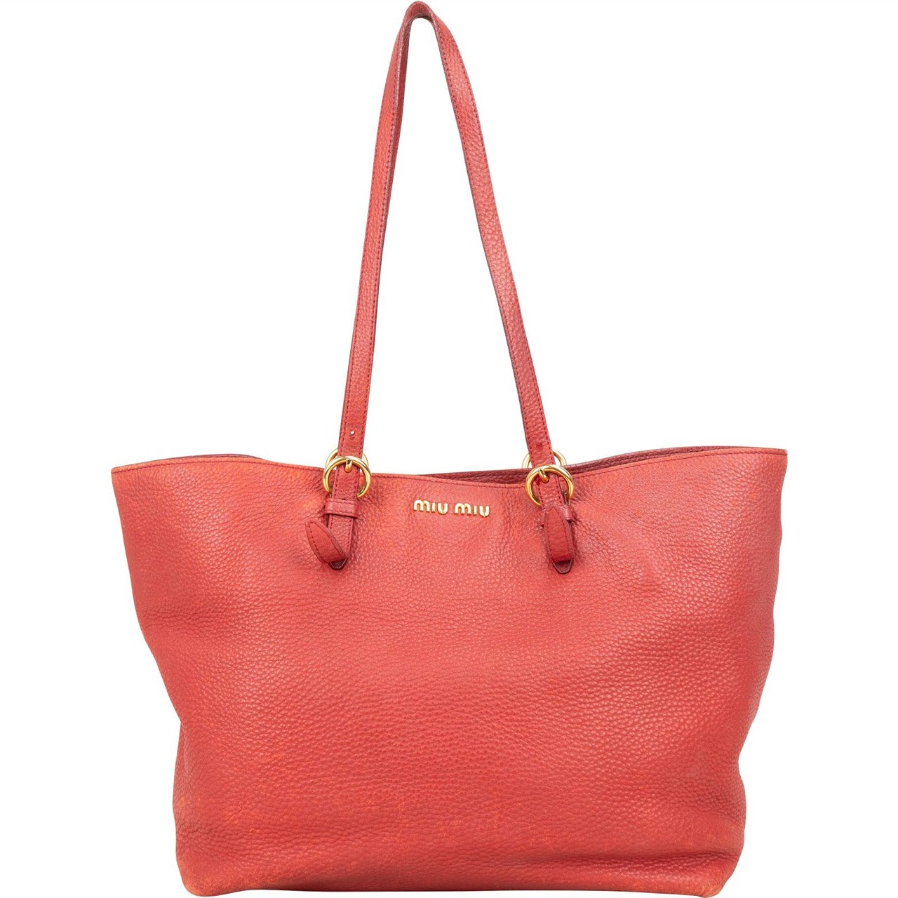 Miu Miu Miu Miu Vitello Daino Leather Tote Shoulder Bag Rood