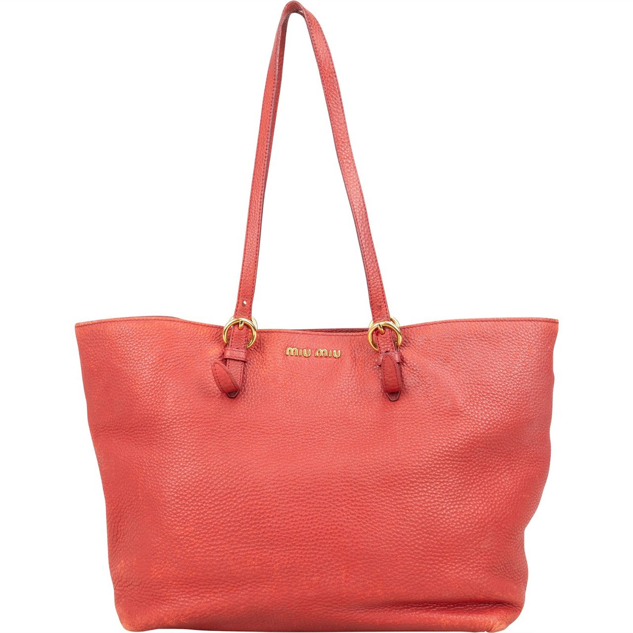 Miu Miu Miu Miu Vitello Daino Leather Tote Shoulder Bag Rood