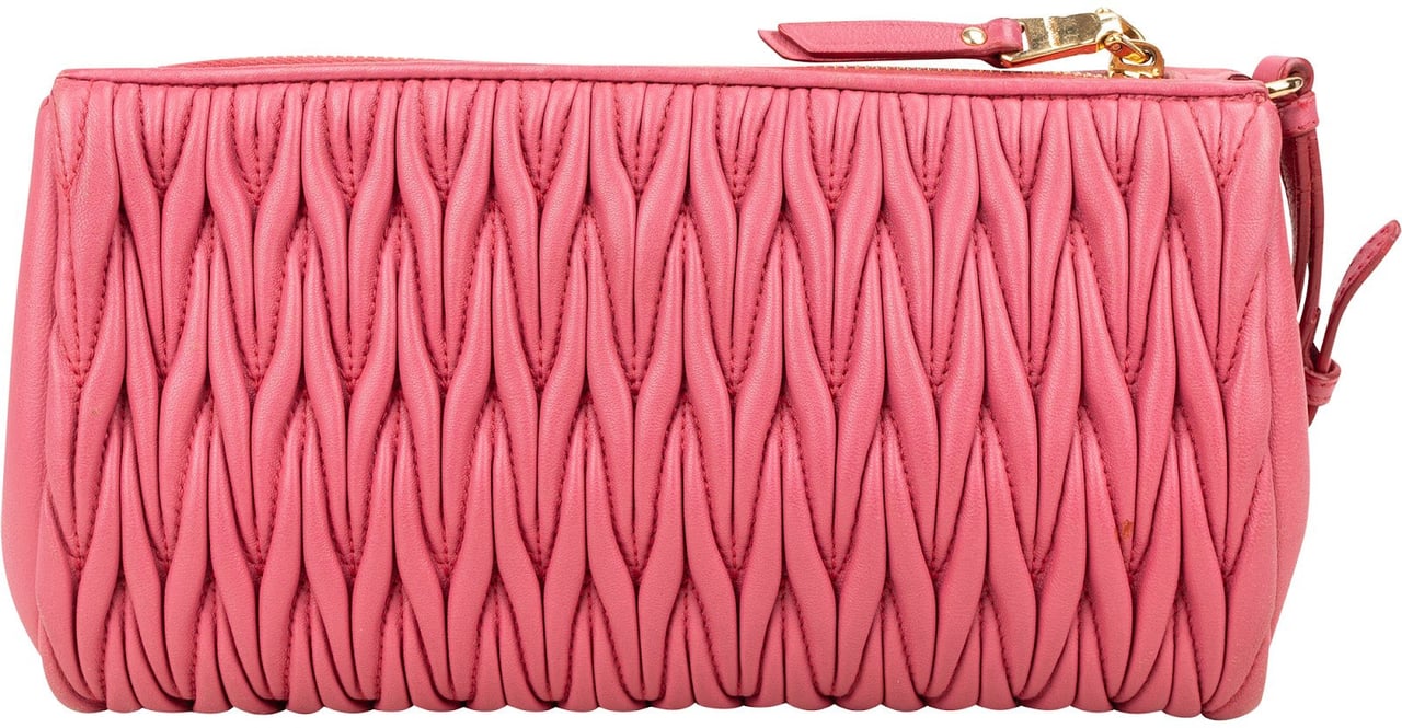 Miu Miu Miu Miu Matelassé Nappa Leather Clutch Bag Rood