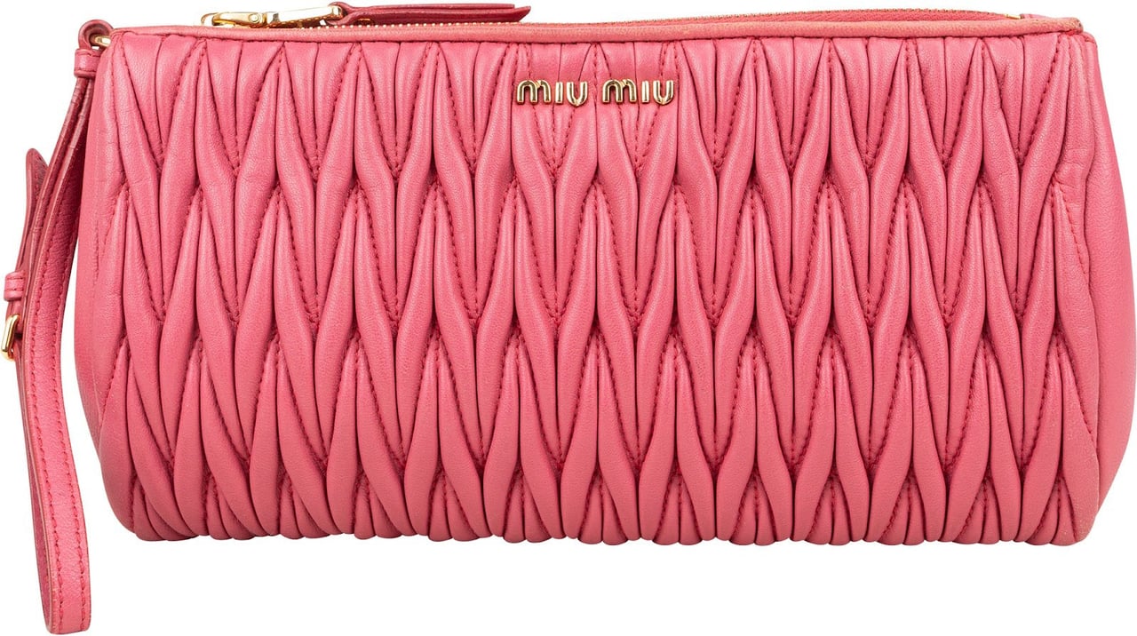 Miu Miu Miu Miu Matelassé Nappa Leather Clutch Bag Rood