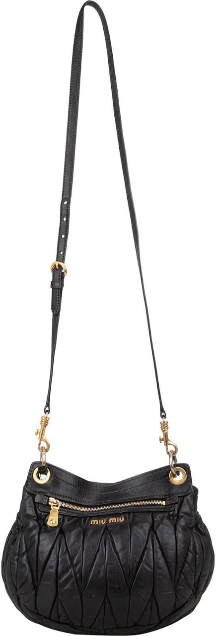 Miu Miu Matelassé Nappa Leather Handbag Zwart