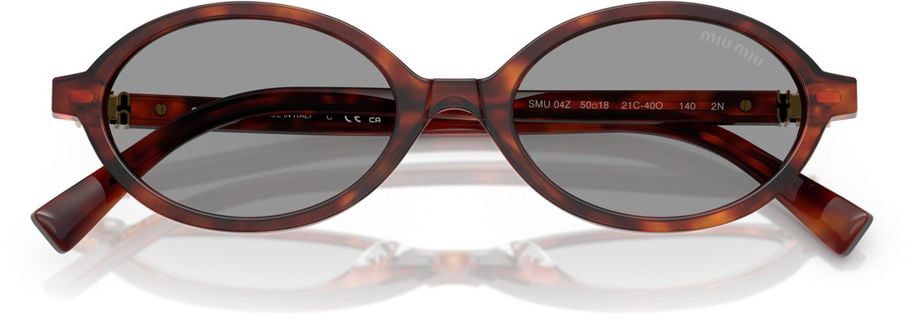 Miu Miu 0MU 04ZS Oval Acetate Sunglasses Grijs