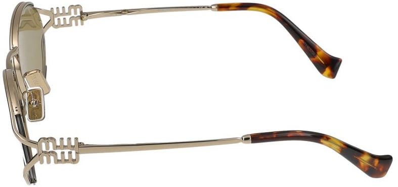 Miu Miu Round Crafted Metal Sunglasses with Tortoiseshell Tips Roze