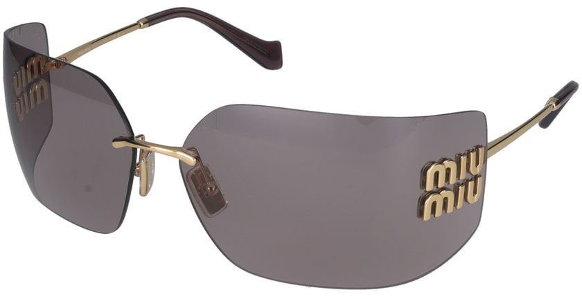 Miu Miu 0MU 54YS Rimless Gold Sunglasses Grijs