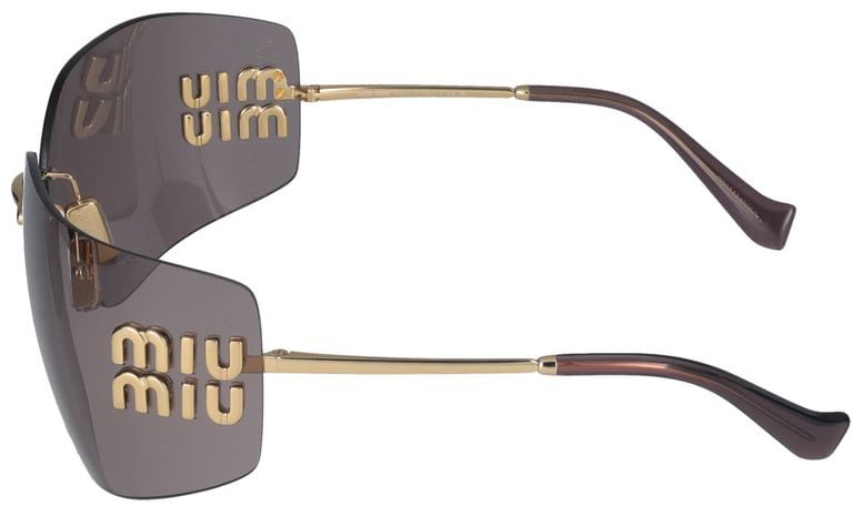Miu Miu 0MU 54YS Rimless Gold Sunglasses Grijs