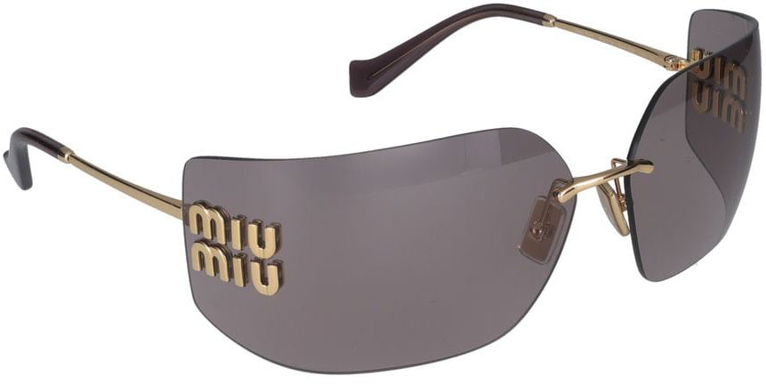 Miu Miu 0MU 54YS Rimless Gold Sunglasses Grijs