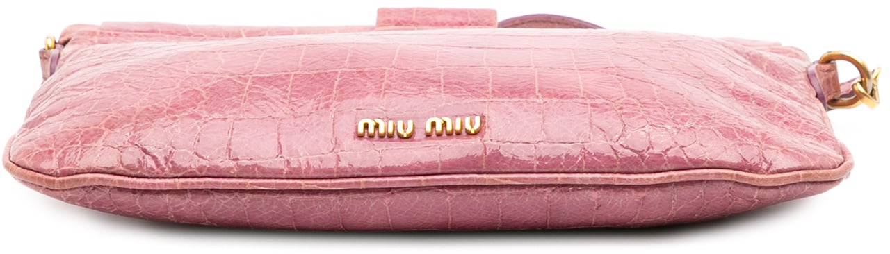Miu Miu Croc Embossed Crackle Patent Crossbody Roze