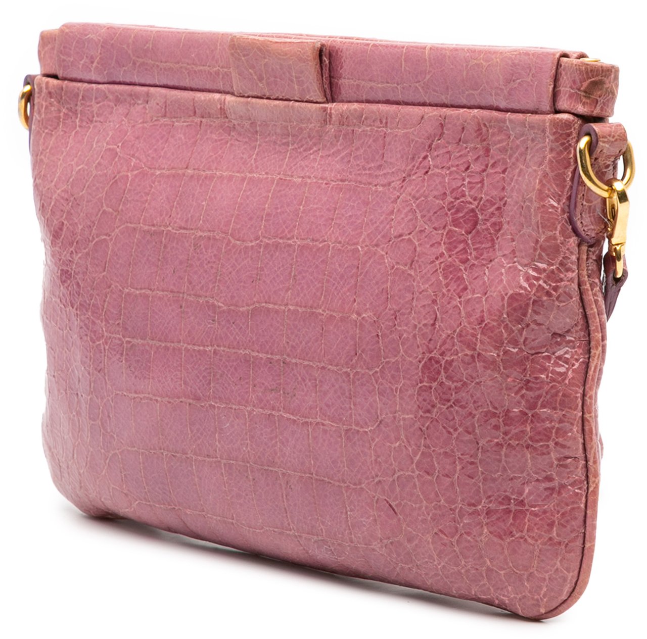 Miu Miu Croc Embossed Crackle Patent Crossbody Roze