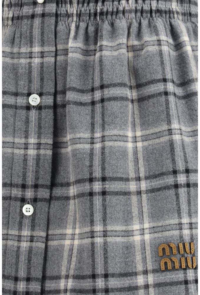 Miu Miu Gray Cotton Mini Skirt Grijs