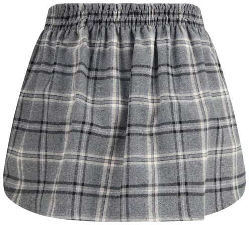 Miu Miu Gray Cotton Mini Skirt Grijs