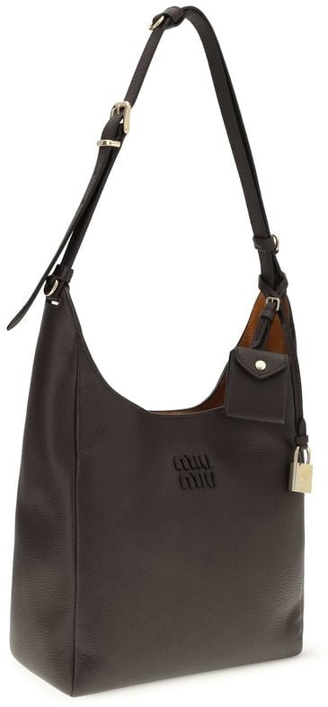 Miu Miu Miu Miu Brown Calf Leather Bos Taurus Backet Bag Bruin