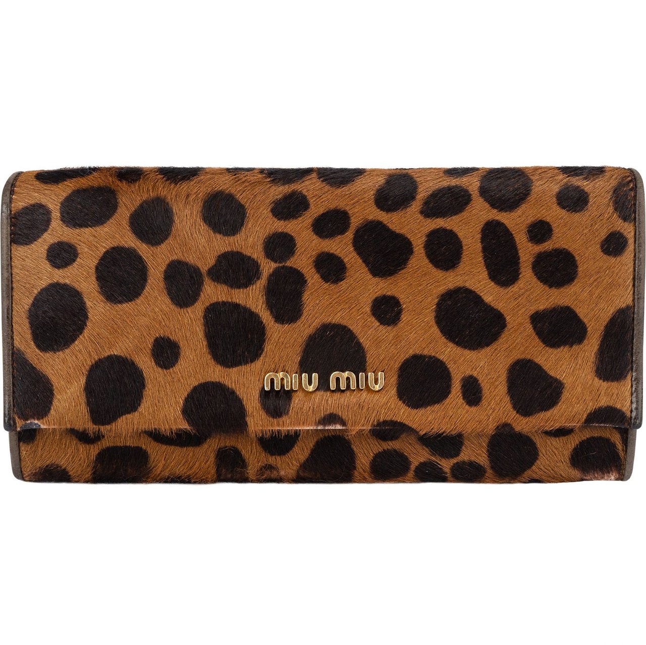 Miu Miu Miu Miu Hair Animal Print Leopard Wallet Bruin