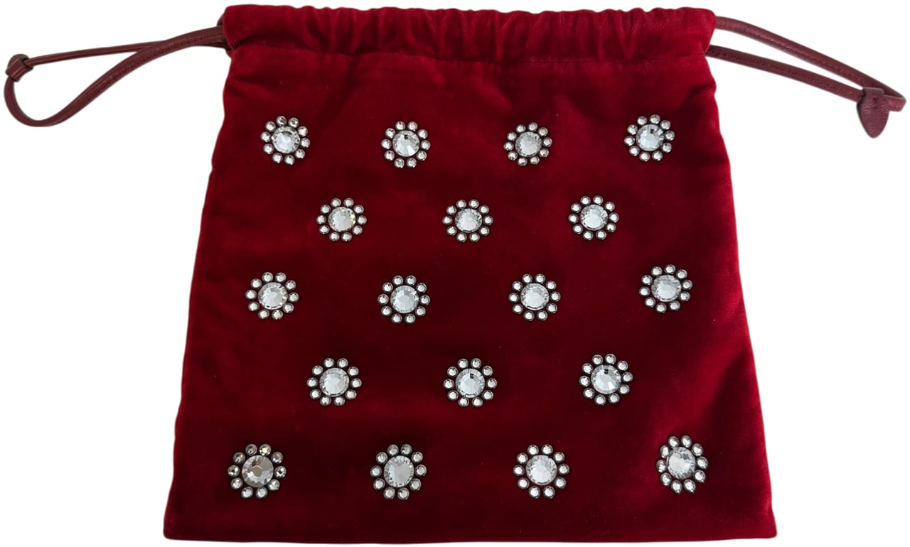 MIU MIU Crystal-Embellished Velvet Clutch on Chain  rot / neuwertig Rood