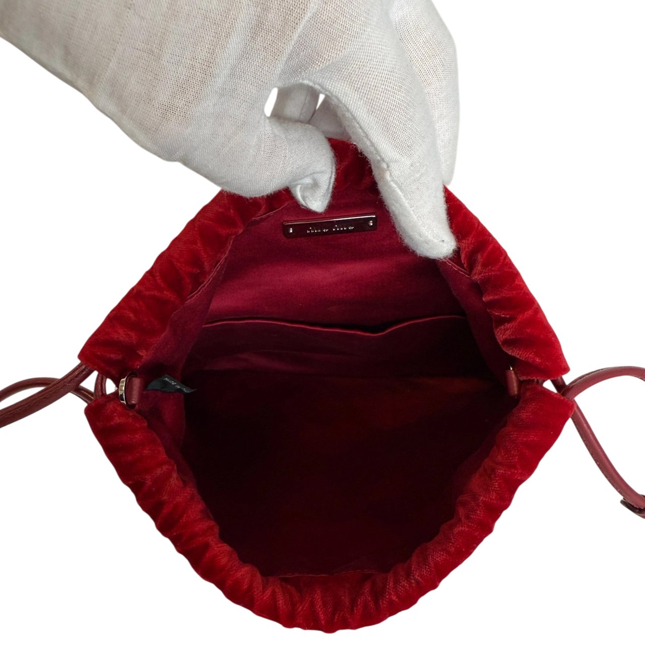 MIU MIU Crystal-Embellished Velvet Clutch on Chain  rot / neuwertig Rood