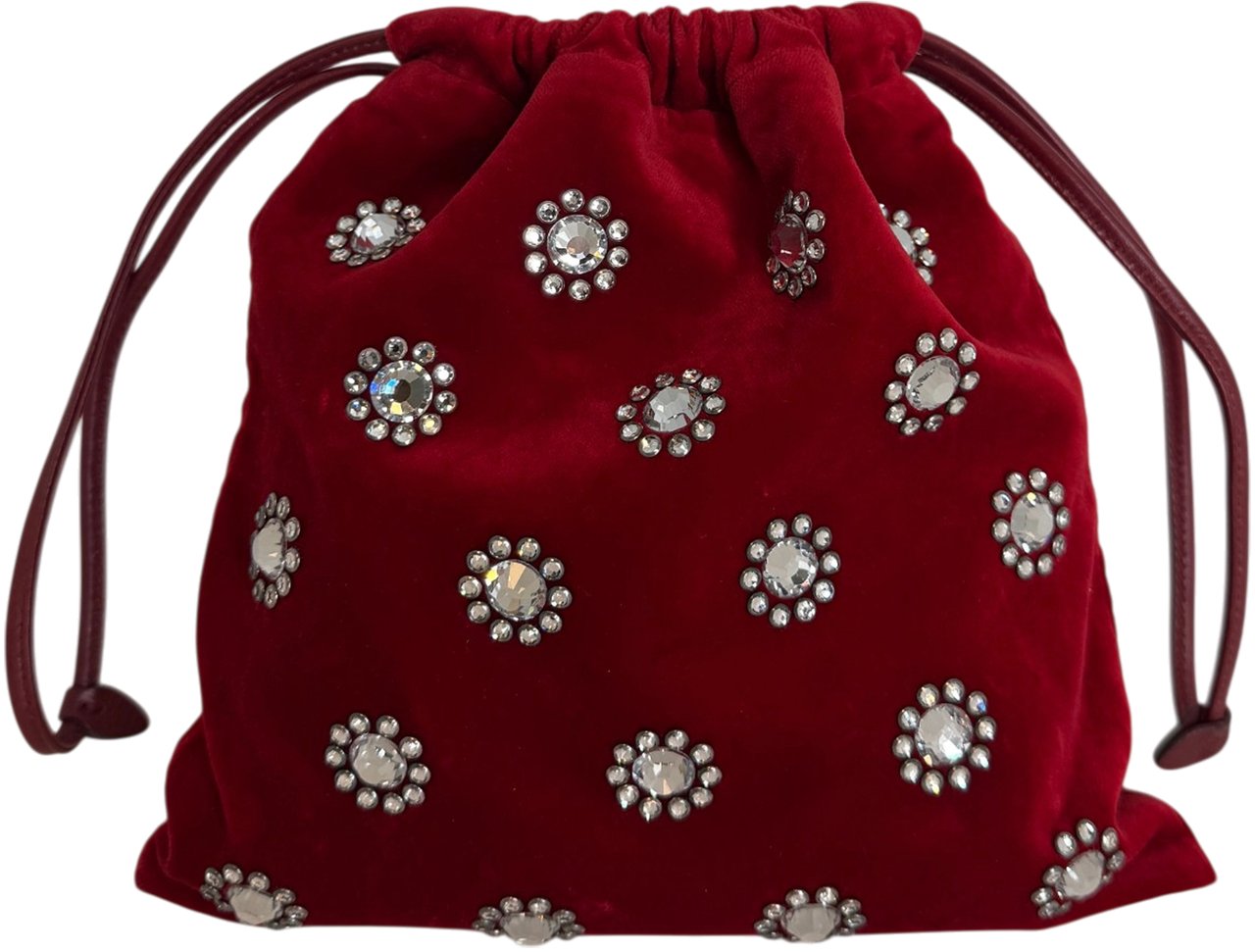 MIU MIU Crystal-Embellished Velvet Clutch on Chain  rot / neuwertig Rood
