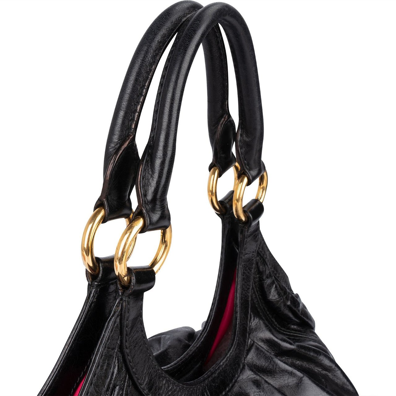 Miu Miu Vitello Lux Hobo Shoulder Bag Zwart