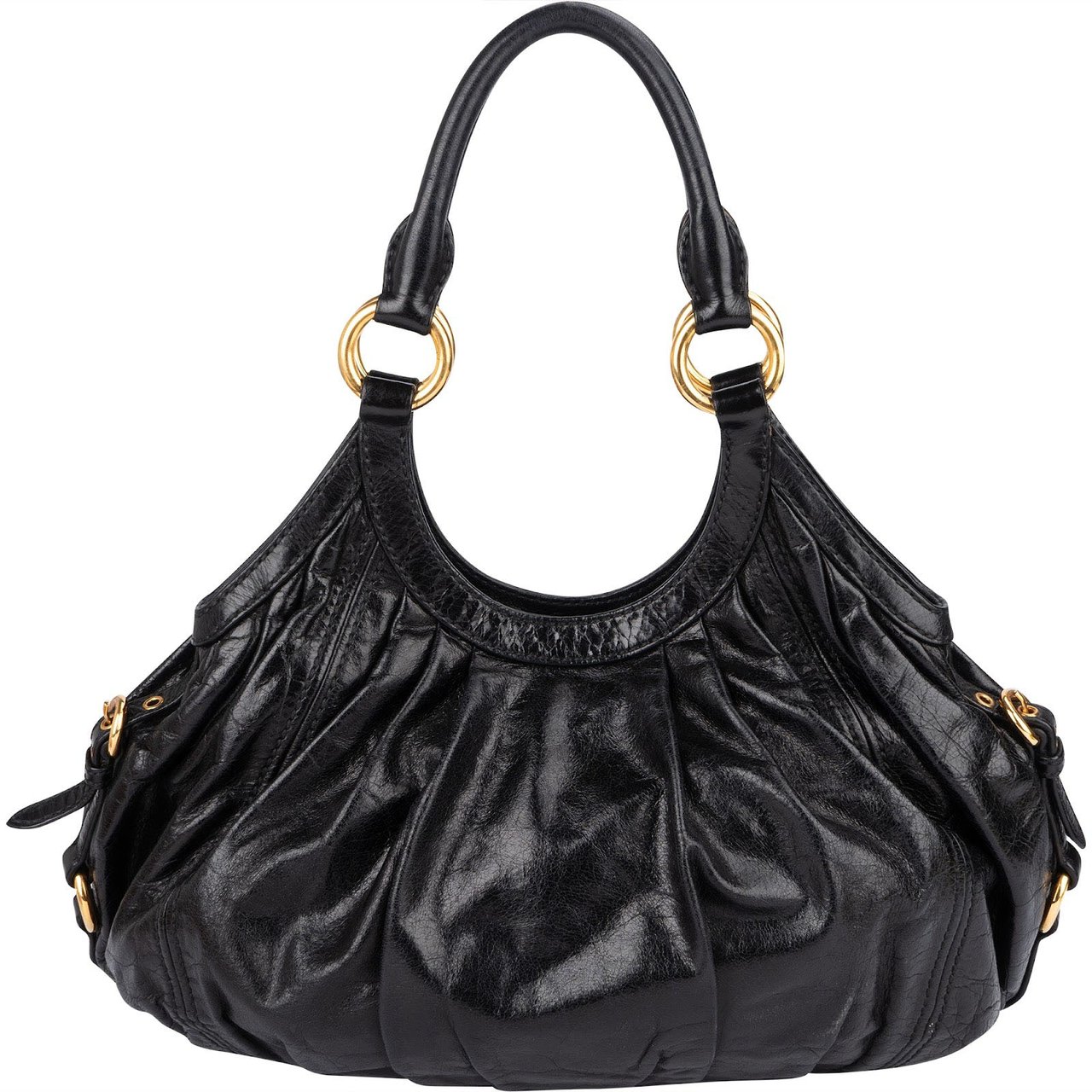 Miu Miu Vitello Lux Hobo Shoulder Bag Zwart
