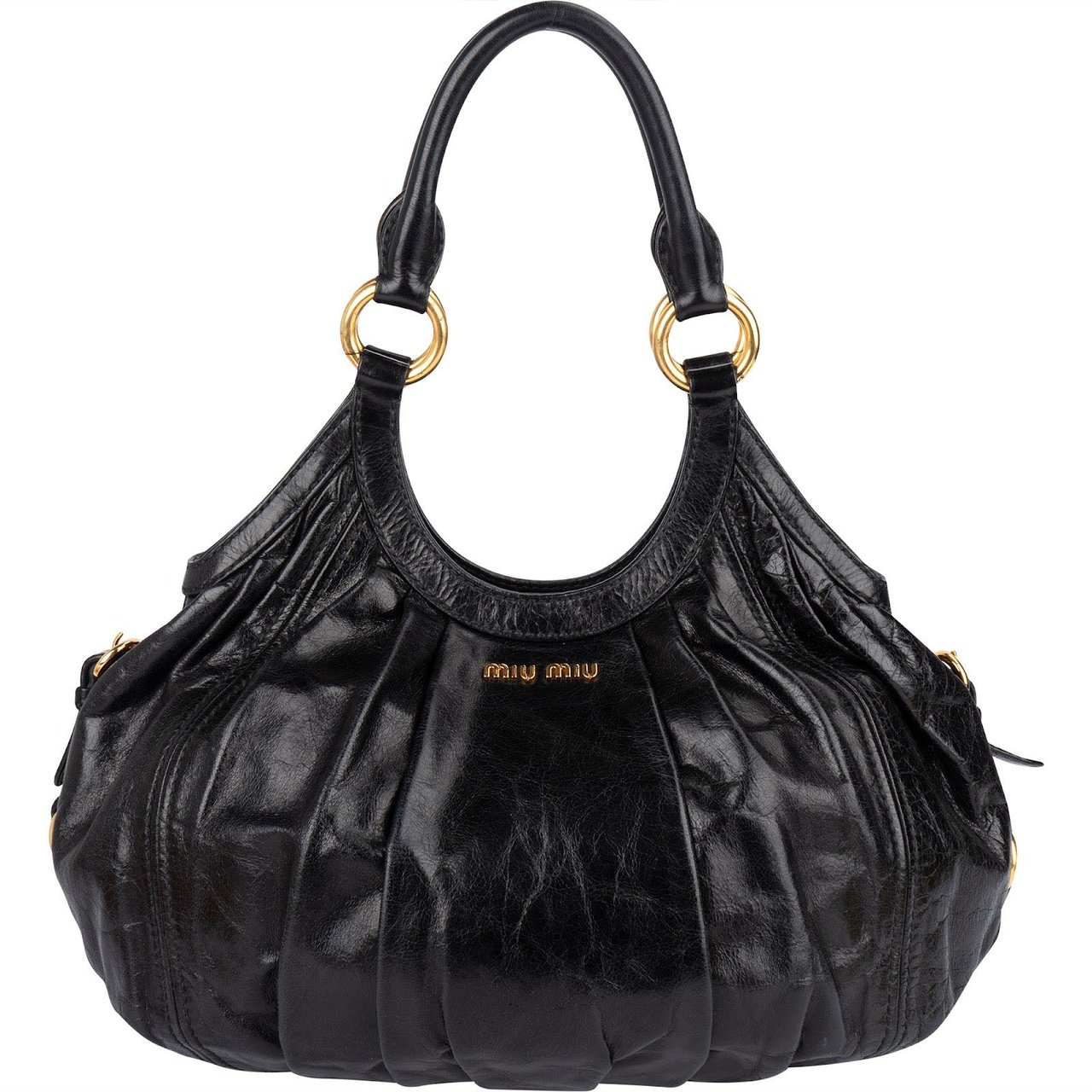 Miu Miu Vitello Lux Hobo Shoulder Bag Zwart