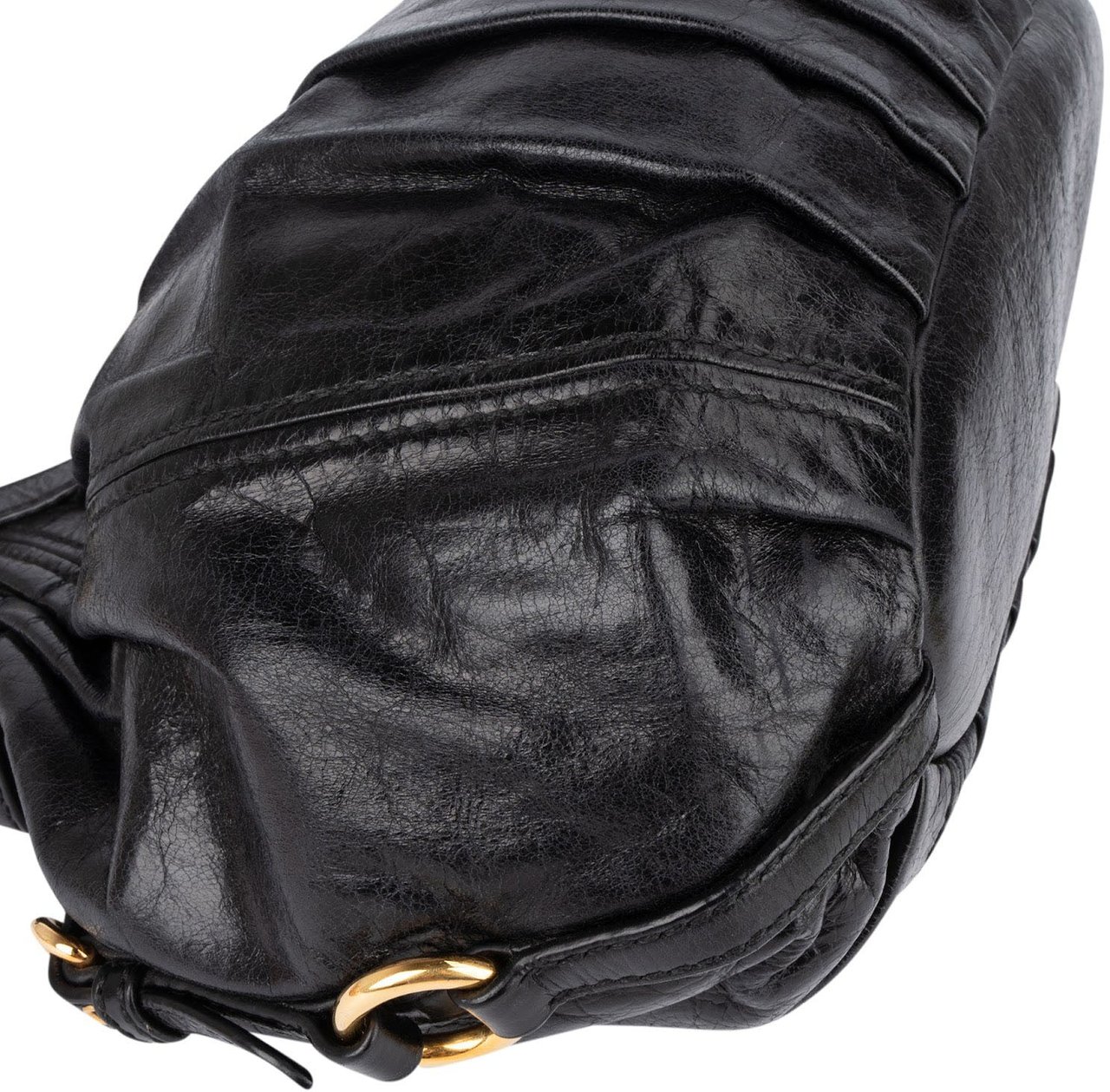 Miu Miu Vitello Lux Hobo Shoulder Bag Zwart