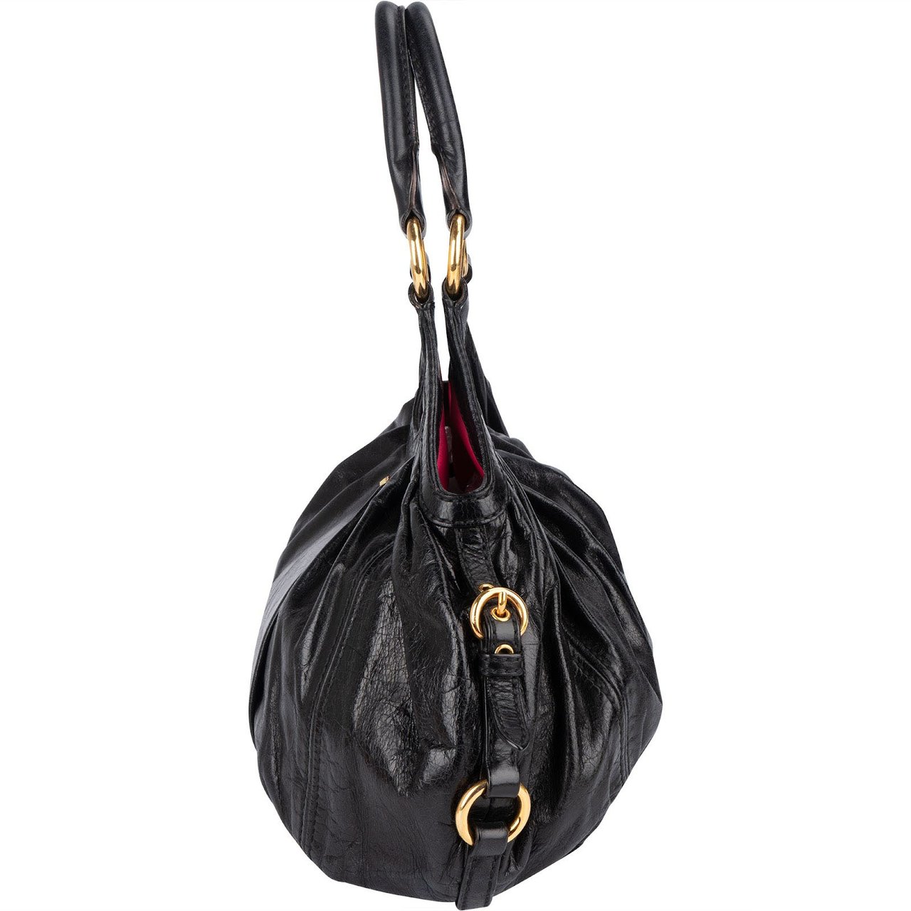 Miu Miu Vitello Lux Hobo Shoulder Bag Zwart
