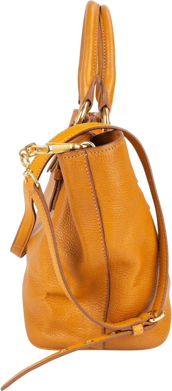 Miu Miu Grained Leather Vitello Lux Handbag Geel