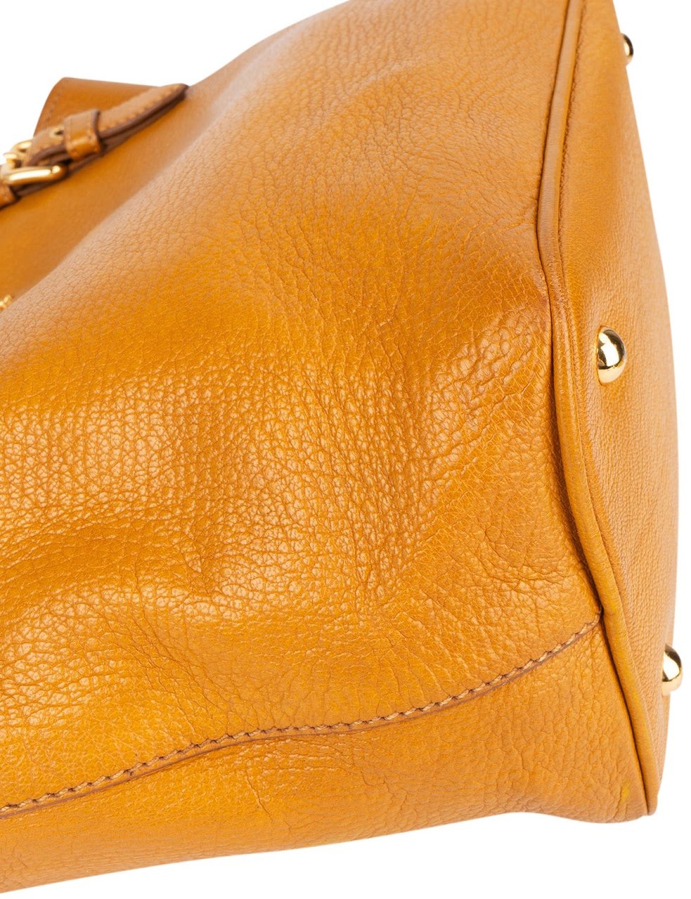 Miu Miu Grained Leather Vitello Lux Handbag Geel