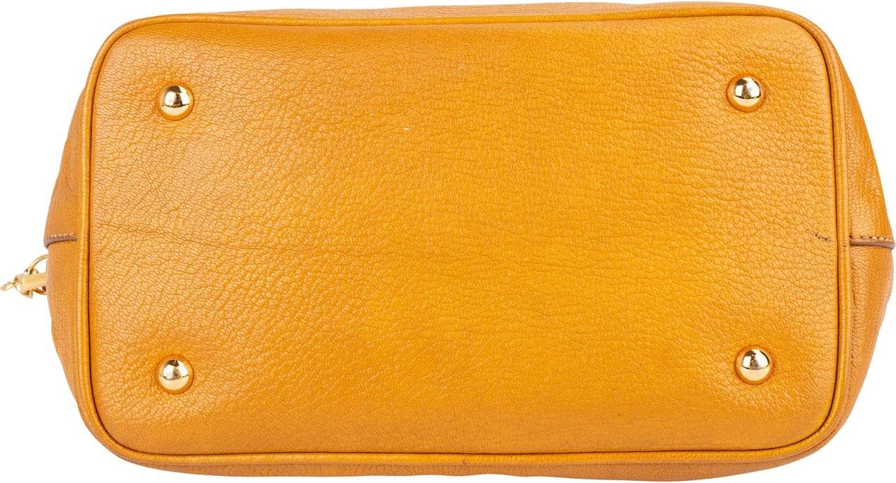 Miu Miu Grained Leather Vitello Lux Handbag Geel