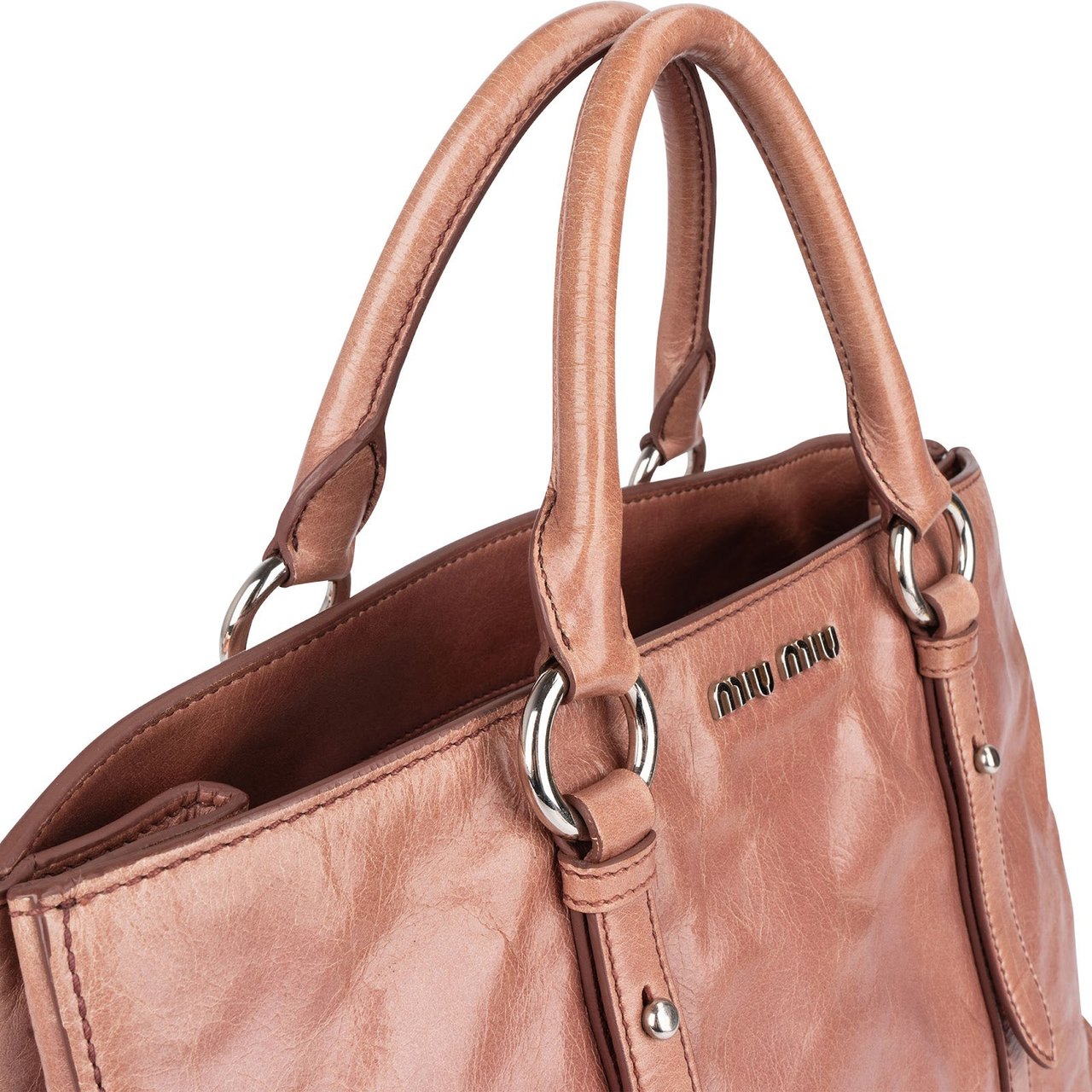 Miu Miu Vitello Lux Leather Handbag Roze