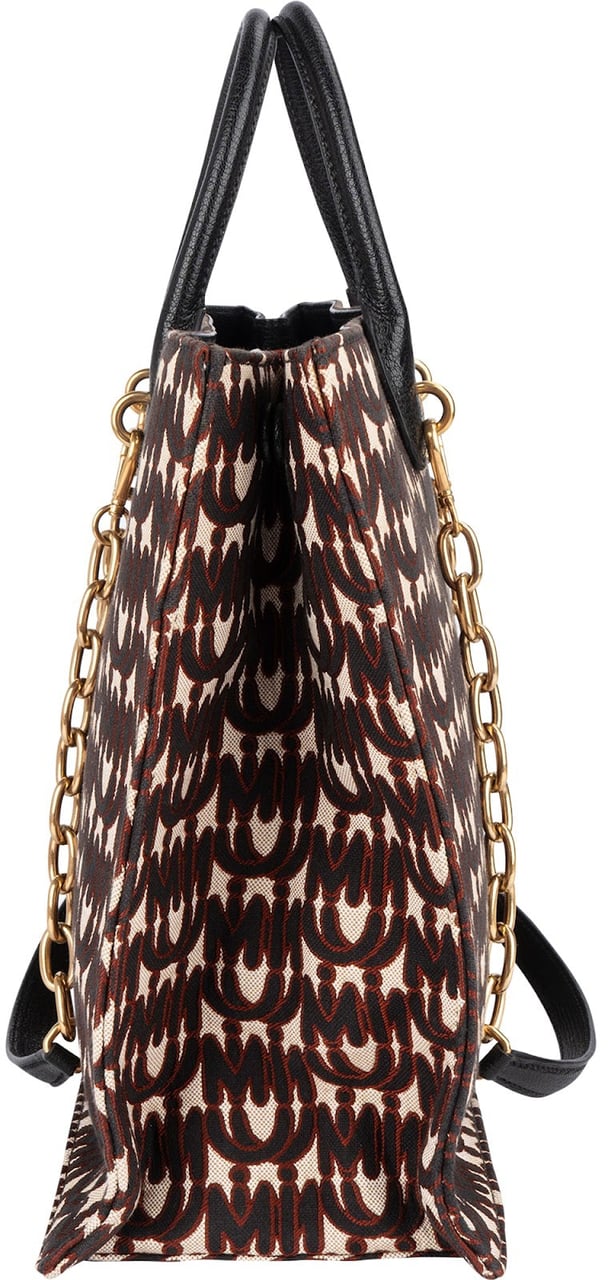 Miu Miu Jacquard Fabric Tote Handbag Zwart