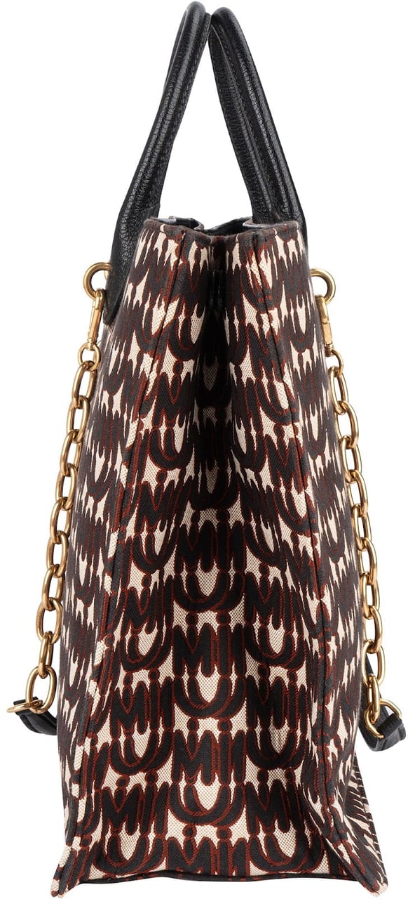 Miu Miu Jacquard Fabric Tote Handbag Zwart