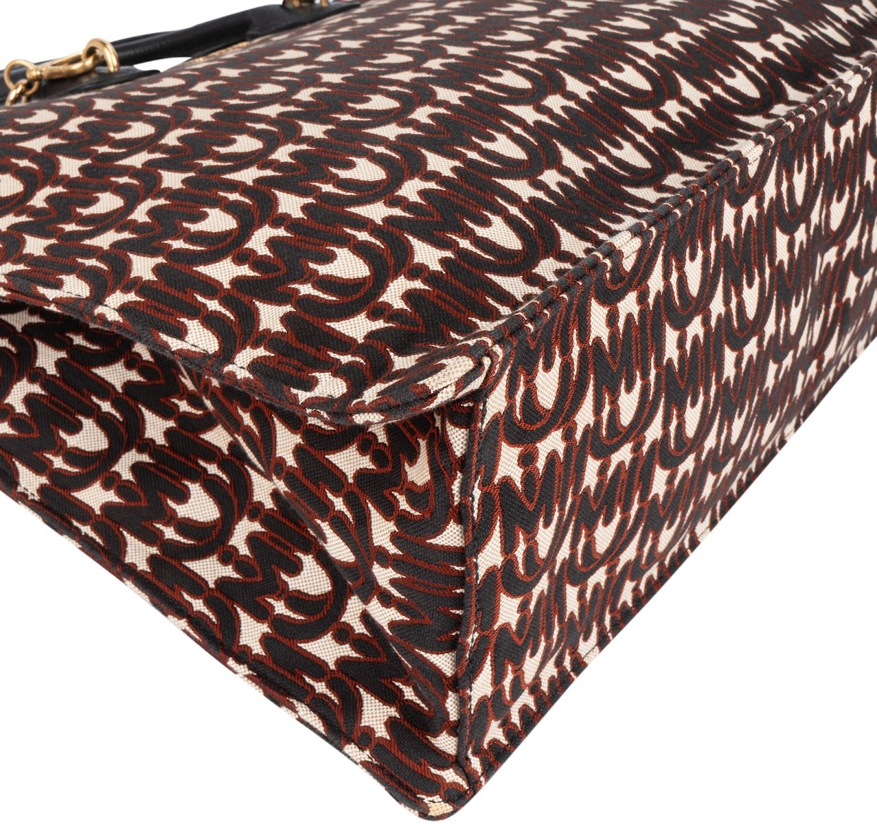 Miu Miu Jacquard Fabric Tote Handbag Zwart