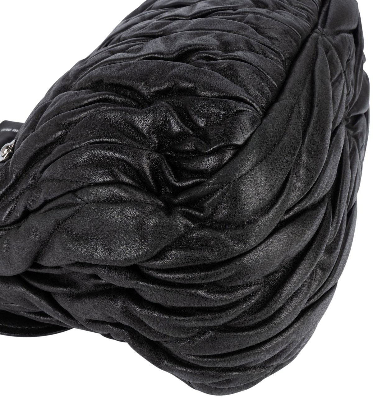 Miu Miu Matelassé Leather Hobo Shoulder Bag Zwart