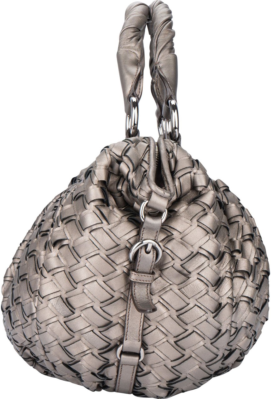 Miu Miu Miu Miu Silver Braided Leather Handbag Divers