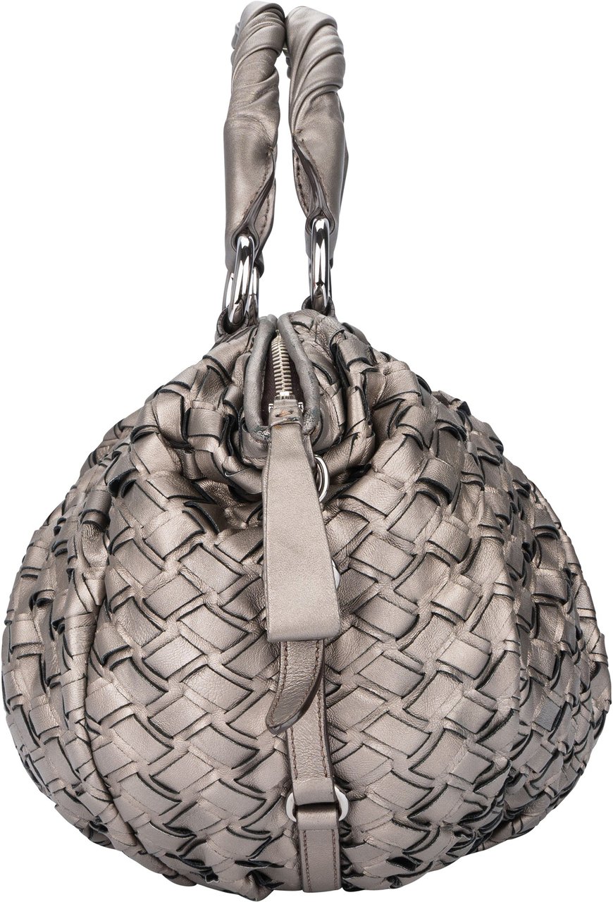 Miu Miu Miu Miu Silver Braided Leather Handbag Divers