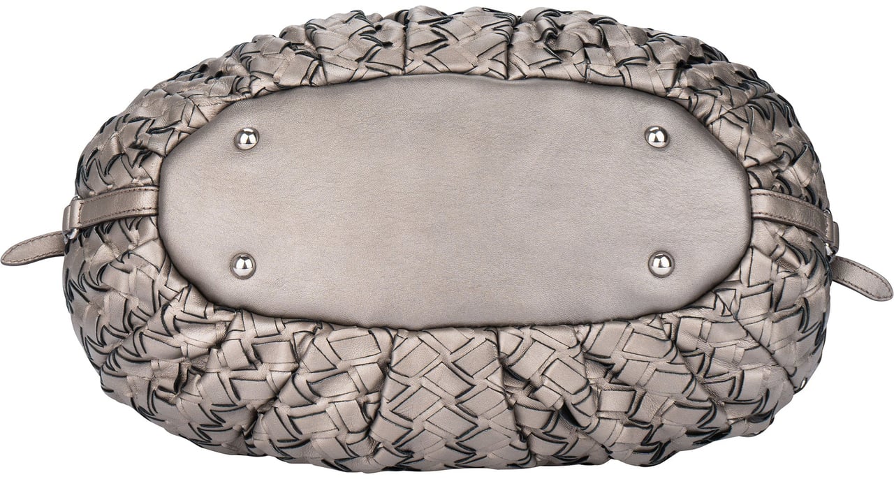 Miu Miu Miu Miu Silver Braided Leather Handbag Divers