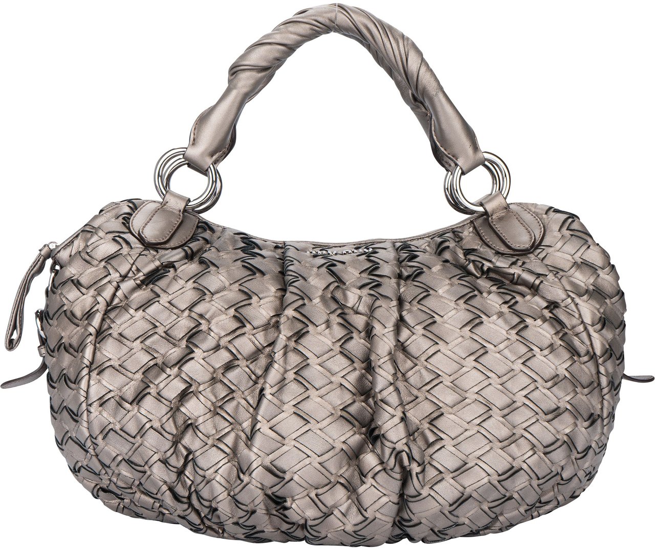 Miu Miu Miu Miu Silver Braided Leather Handbag Divers